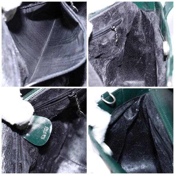 GUCCI Hand Bag Enamel Green Silver - Picture 15 of 16